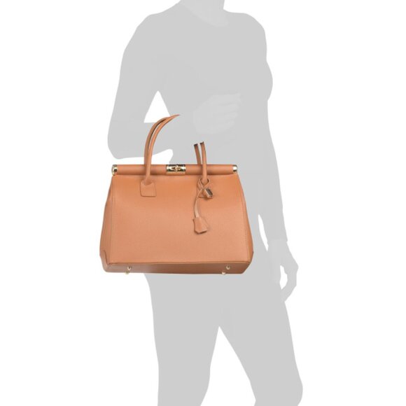 GAVE LUX Cuoio Made In Italy Leather Ladylike Top Frame Satchel - Picture 2 of 2